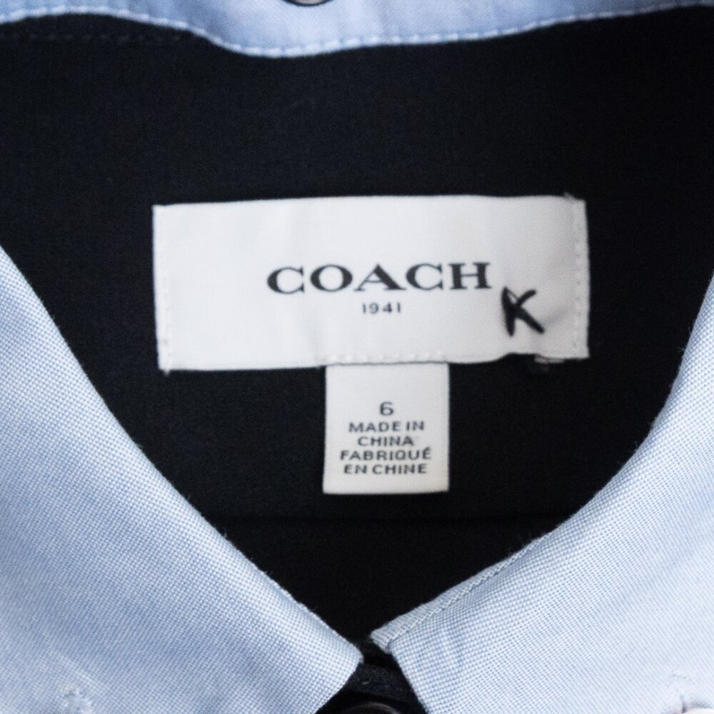 Coach 1941 Black Button Front Collared Shirt Dress Work Dark Academia - Picture 5 of 13